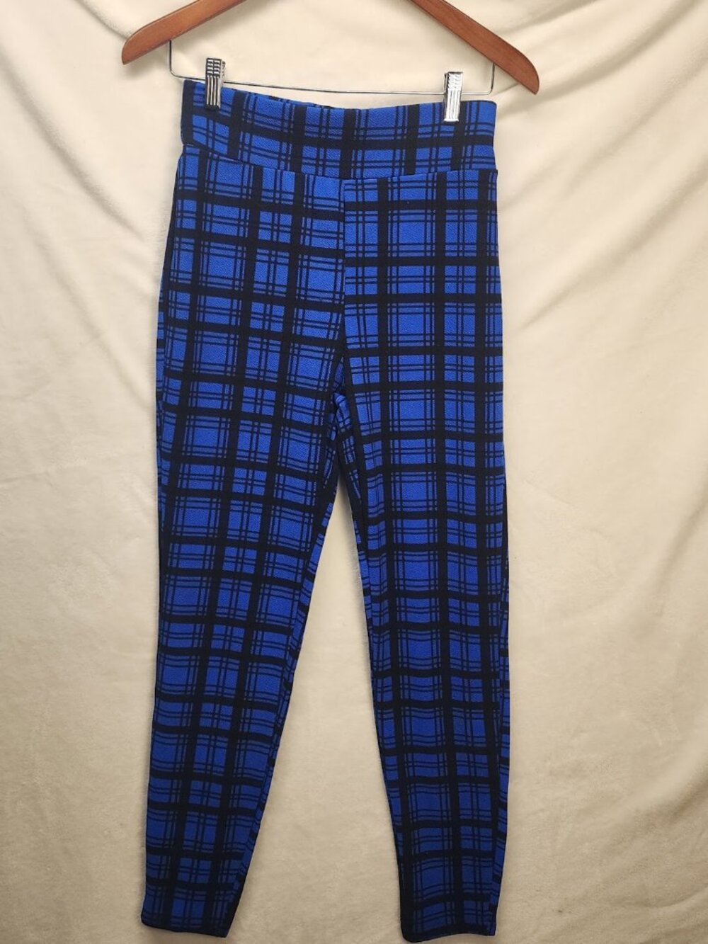 WDIRARA Women's Plaid Leggings High Waisted Skinny Pants Tummy Control Yoga Pant